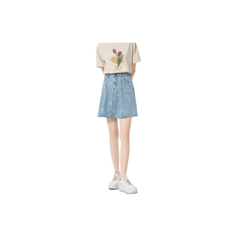 EICHITOO Denim Short Skirts Women's Light Blue Pattern-1