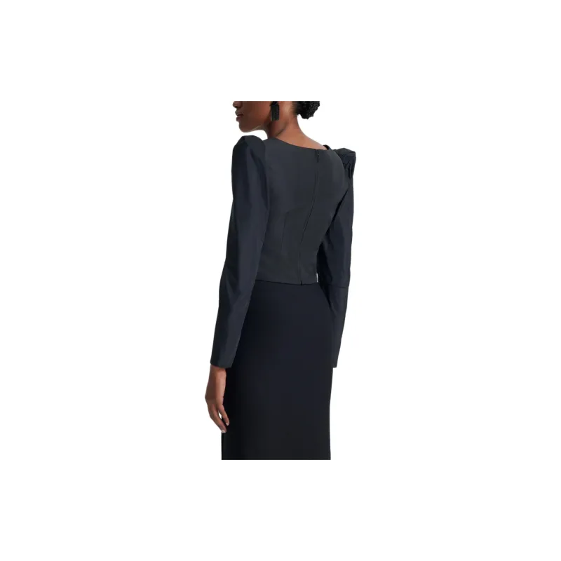SCANLAN THEODORE Taffeta Slim Fit Top Crop Tops Women's BLACK/Black-2