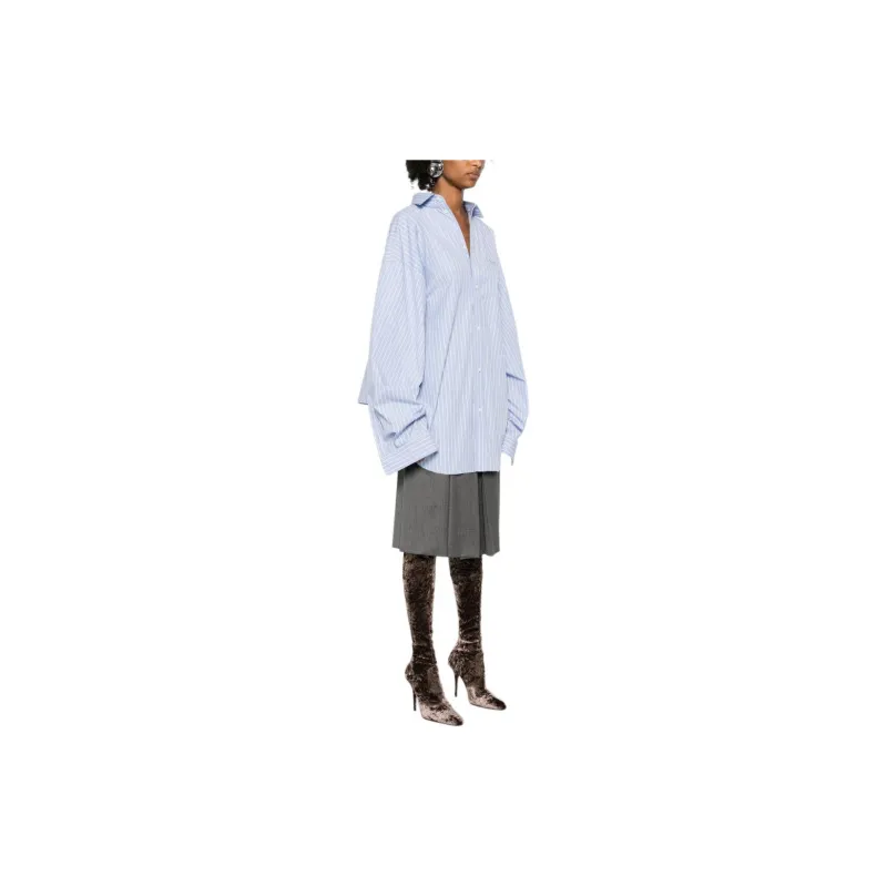 Balenciaga Asymmetric Shirt 'Sky Blue/White'-3