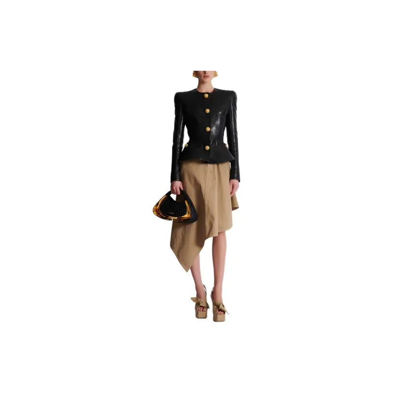 BALMAIN Leather Peplum Jacket-1