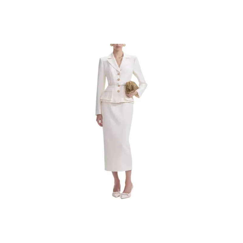 Self portrait Long Sleeved Dresses Women's Ivory White-2