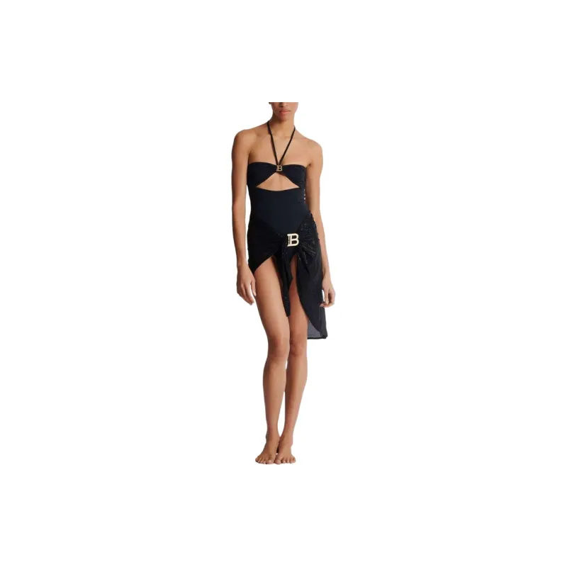 BALMAIN Logo-buckle Shimmer-finish Sarong-1
