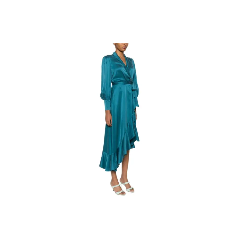 Zimmermann Asymmetric Ruffled Midi Wrap Dress-3