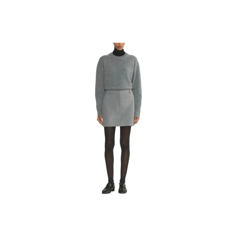 ARITZIA Babaton Chisel Skirt Casual Short Skirts Women's Black Stripe Dark Gray/Gray Stripes-2