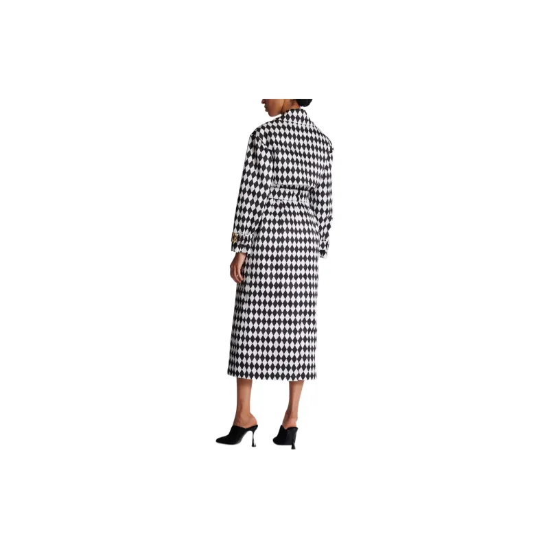 BALMAIN Diamond Print Belted Trench Coat-2