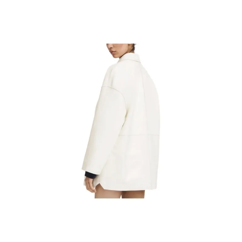 LONGCHAMP Leather Jacket Women's Beige-2