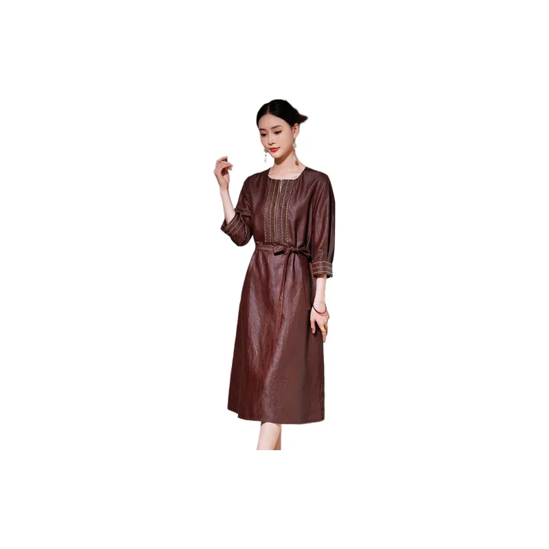 Hang Yi Court Long Sleeved Dress Women's Red-2