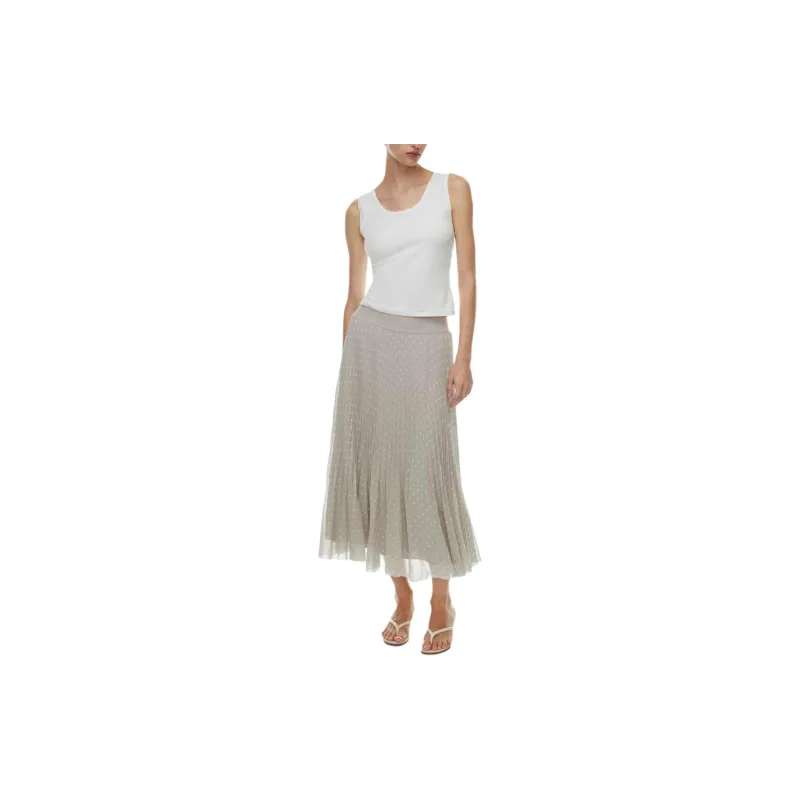 ARITZIA Wilfred New Twirl Pleated Skirt Casual Long Skirts Women's Ashen Light Birch/Grayish Birch Wood Color-3