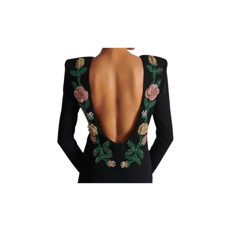 BALMAIN Sequinned Backless Gown-4