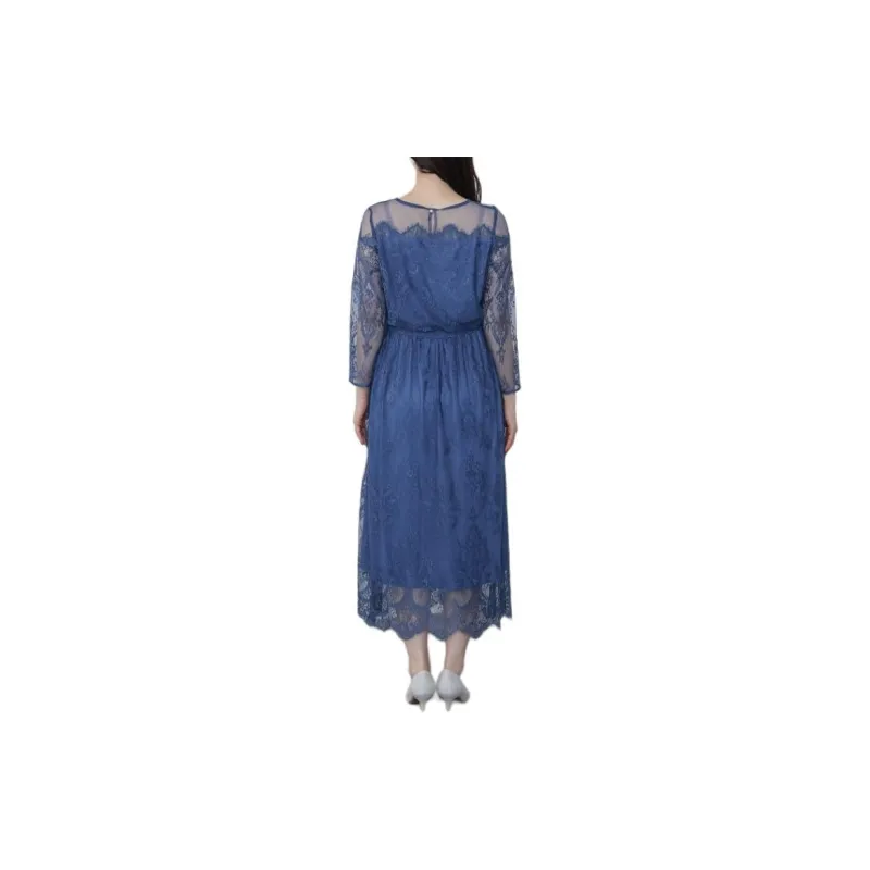 Beams Long Sleeved Dress Women's Blue-2