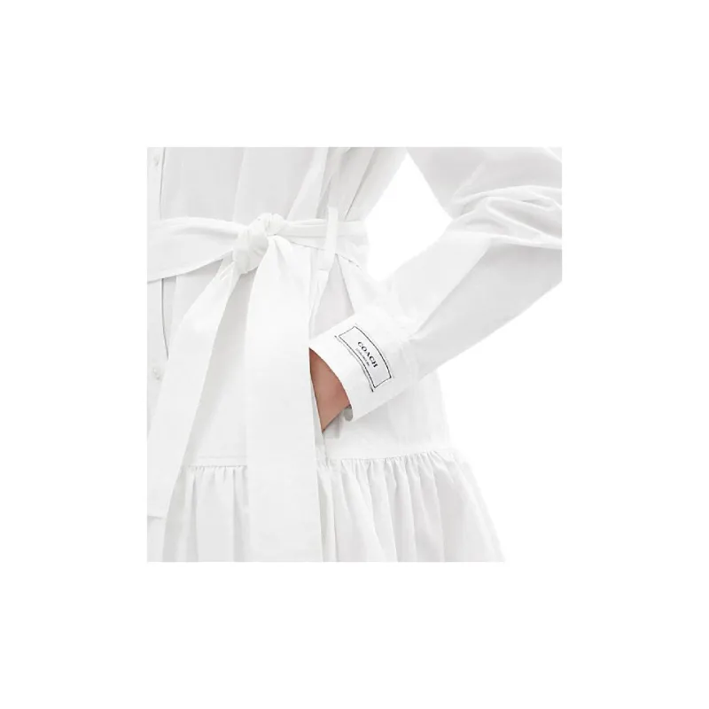 COACH SS24 Long Sleeved Dress Women's White-3