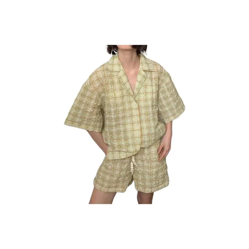 RODERIC WONG Casual Suit Women's Beige Plaid-1