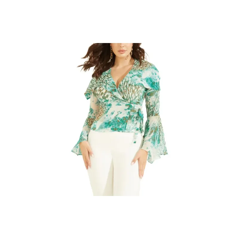 GUESS Willow Blouse Shirt Women's Cyan-2