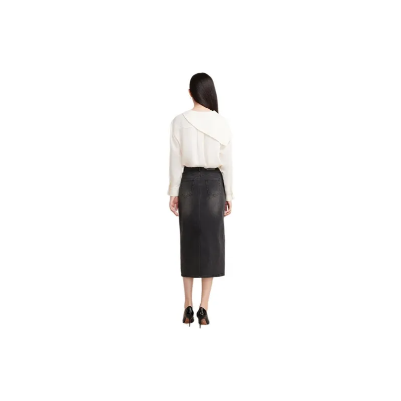 Goodland Denim Long Skirts Women's Carbon Gray-2