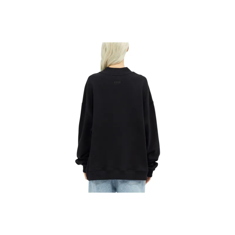 MSGM Rhinestone Slogan print Sweatshirt-1