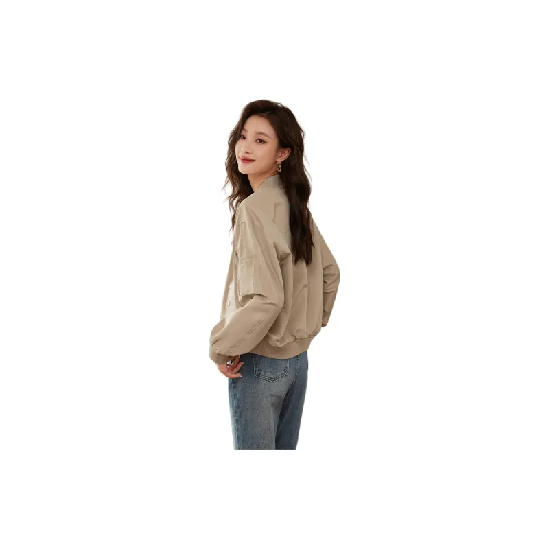 Mo Han Yi Mei Baseball Jacket Women's Khaki-2