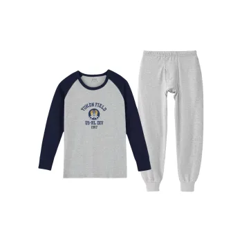 Yalu Thermal Set Men's Heather Gray & Navy Blue