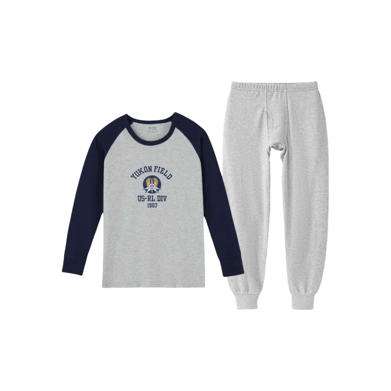 Yalu Thermal Set Men's Heather Gray & Navy Blue-0