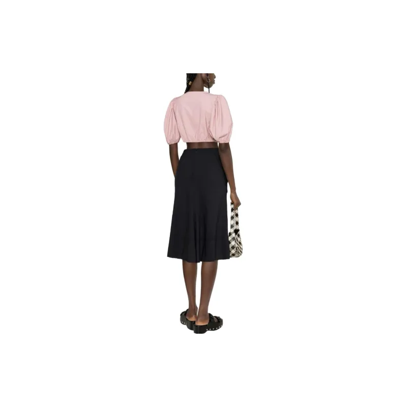 GANNI Puff Sleeved Cropped Top-3