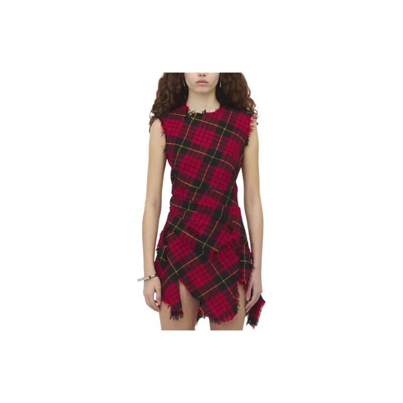 Alexander McQueen Fray Detailed Sleeveless Mini Dress-4