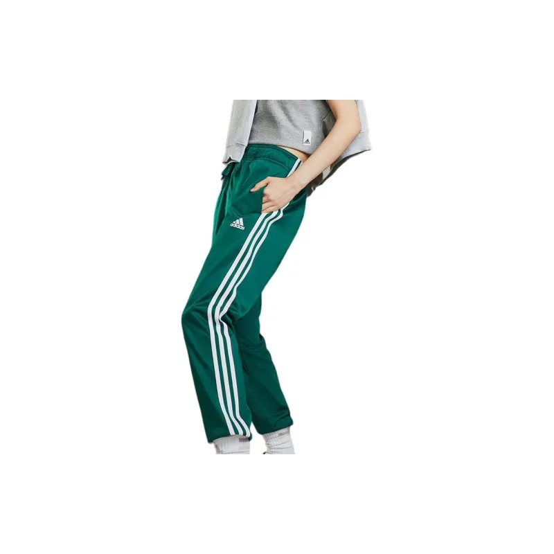 Adidas Women's Primegreen Essentials Warm Slim Tapered 3 Stripes Track Tracksuit Bottoms Collegiate Green/White-3