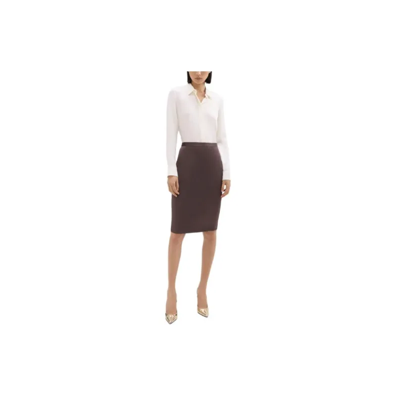 THEORY Casual Long Skirts Women's Coffee Brown-2