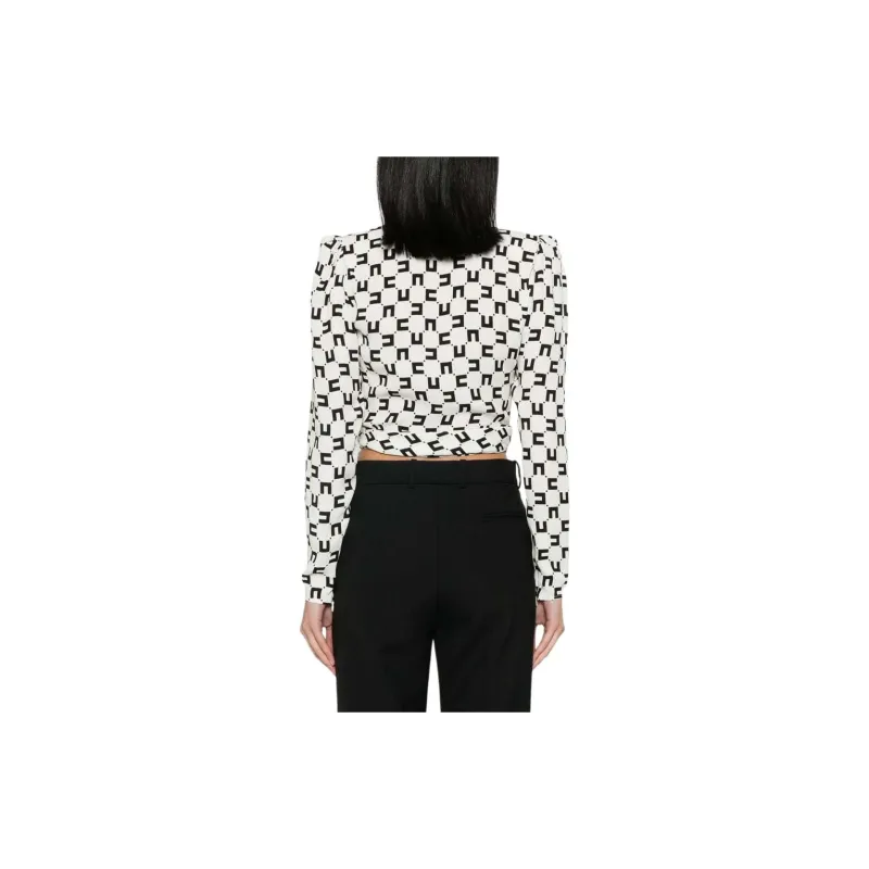 Elisabetta Franchi Allover Logo Printed Cropped Blouse-4
