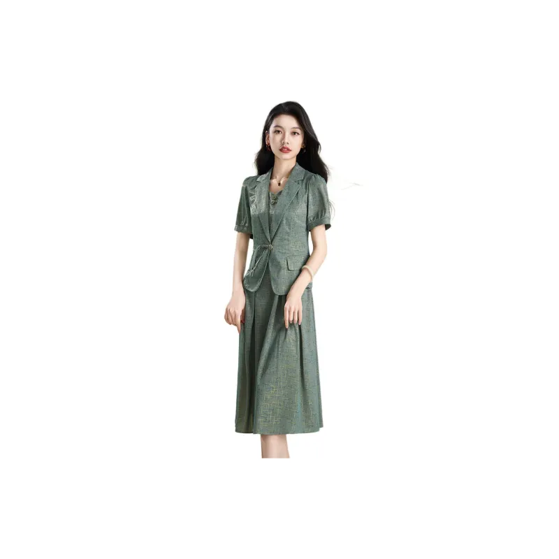 Mylan Two Piece Skirt Sets Women's Green-2