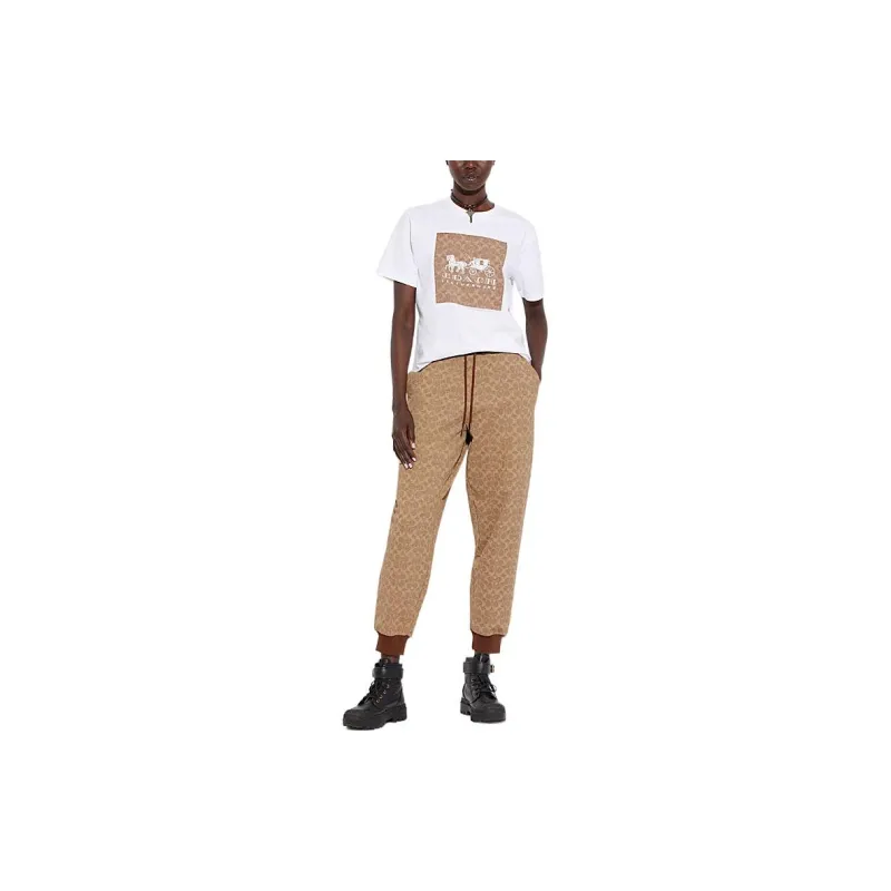 COACH SS23 Knitted Sports Pants Women's Khaki-2