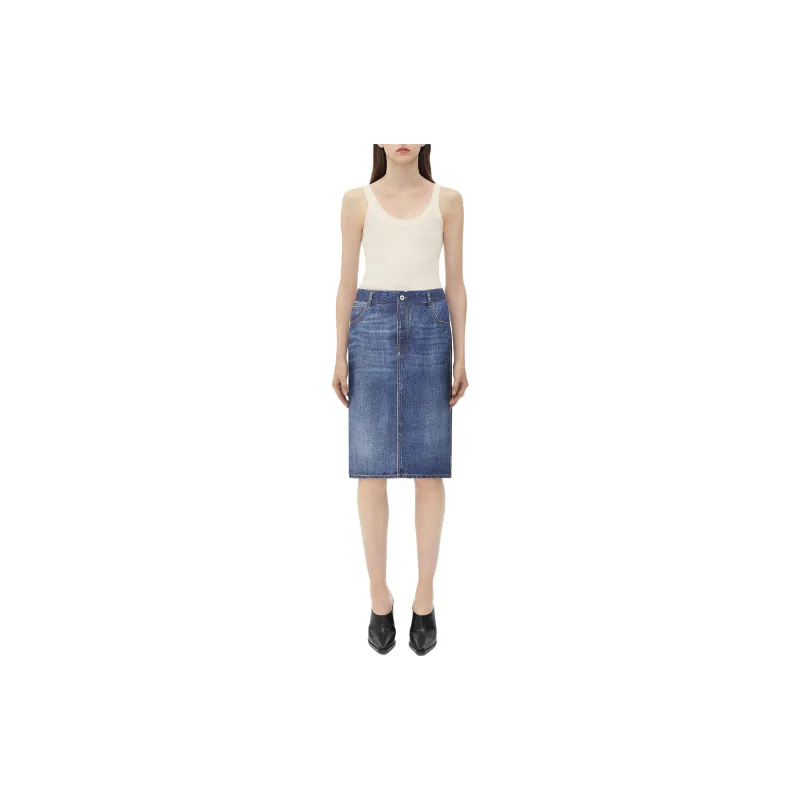 Bottega Veneta Denim Midi Skirt-1