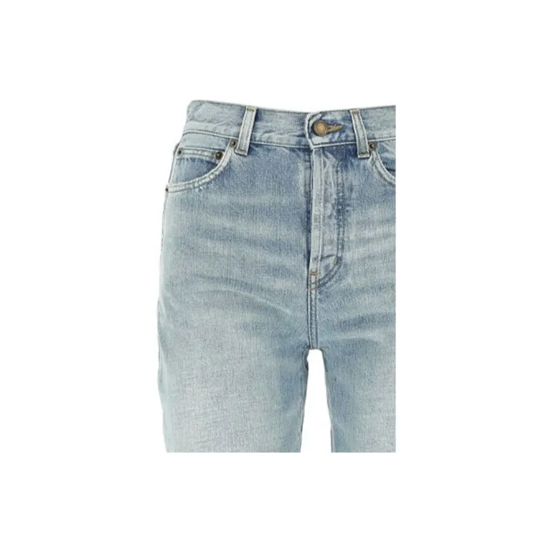 SAINT LAURENT High Rise Denim Shorts-4