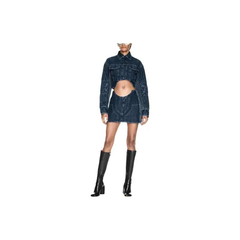 OFF WHITE Cut Out Cropped Denim Jacket-1