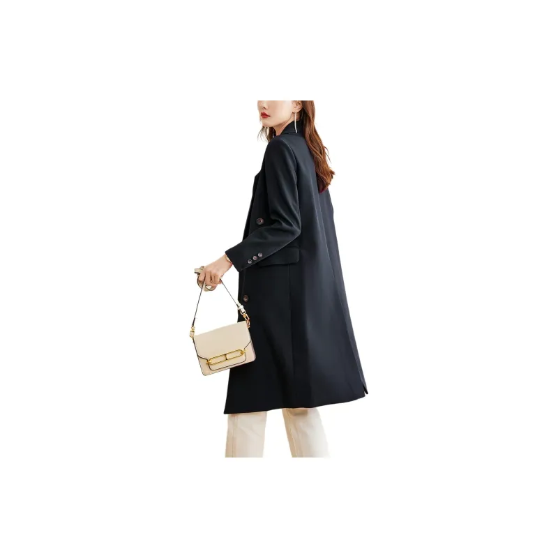 TERRE BLEUE Trench Coat Women's Navy Blue-3