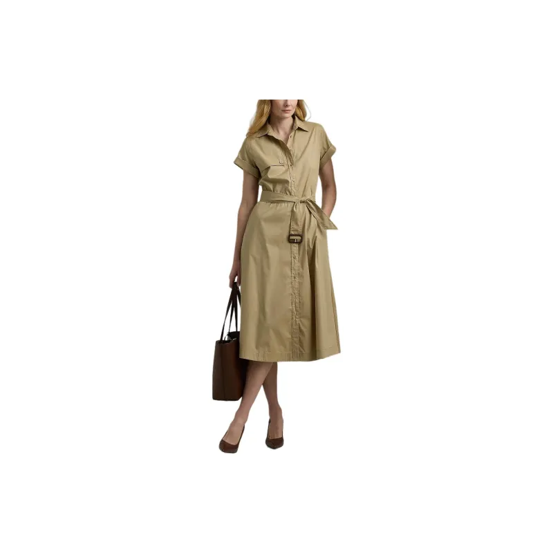 Polo Ralph Lauren FW24 Short-Sleeved Dresses Women's Birch Tree Brown-1