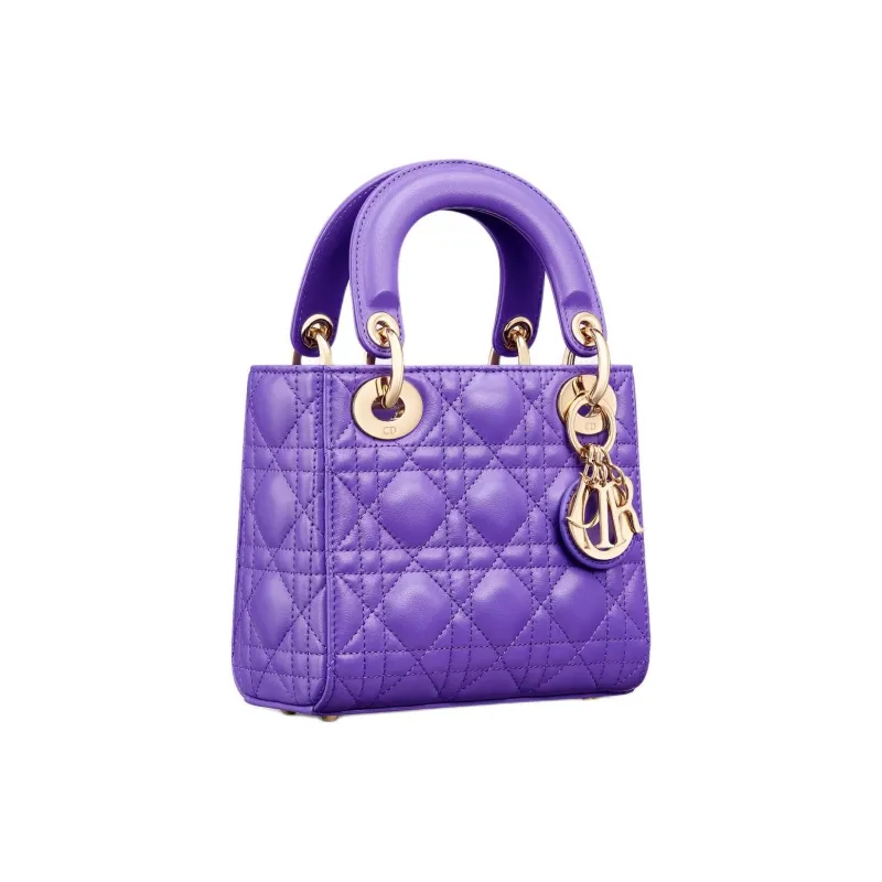 DIOR Lady Dior Lambskin Dior Bag Shoulder Bag Crossbody Bag Handbag Mini Women's Purple-2