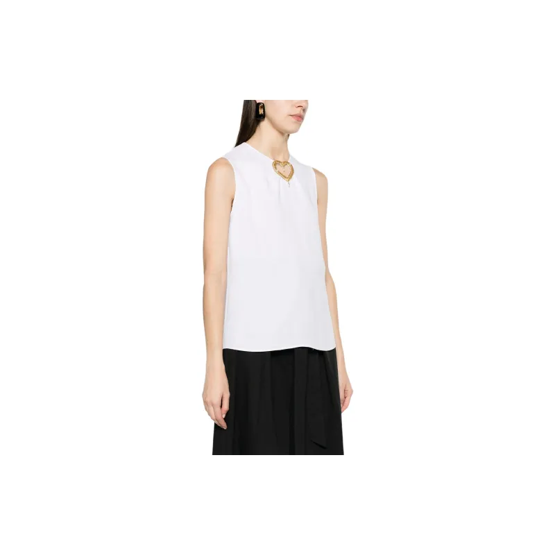 MOSCHINO Heart Cut Out Embellished Sleeveless Blouse-3