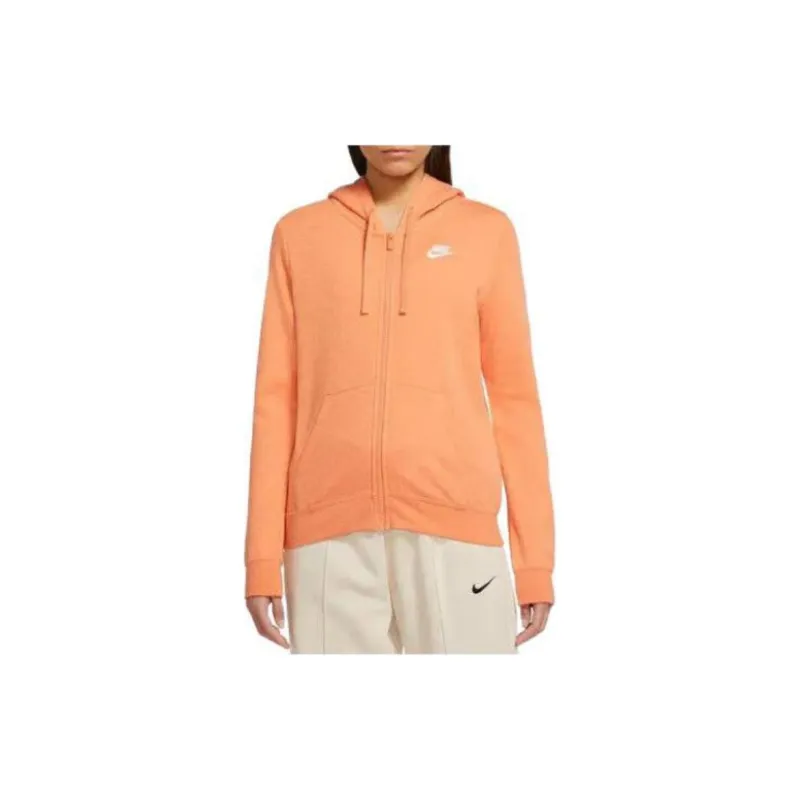 Nike Sportswear Women's Club Fleece Full Zip Hoodie Orange Trance/Htr/White-2