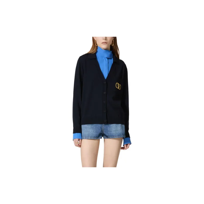 Valentino VLogo Embroidered Buttoned Cardigan-1