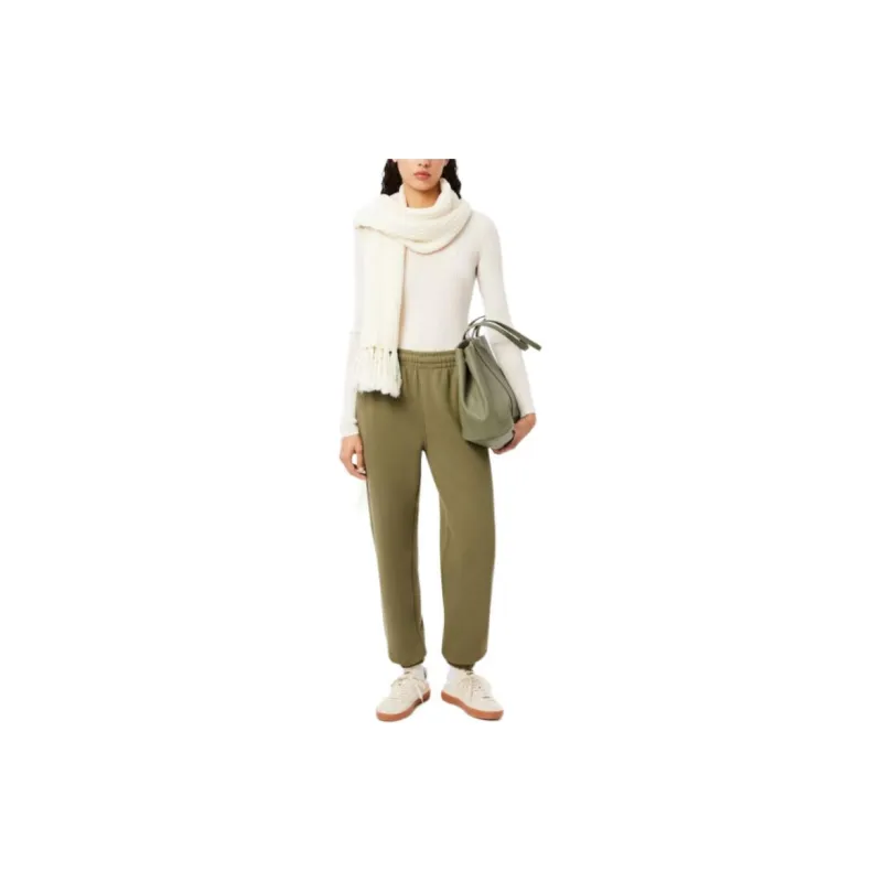 LACOSTE Knitted Sports Pants Women's Khaki Green-2
