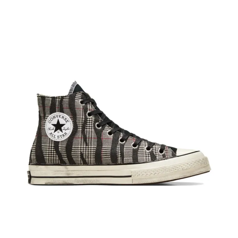 ZEBRA X Houndstooth x Converse Chuck 70 Anti-Slip Wear-Resistant High-Top Canvas Shoes Unisex Black-1