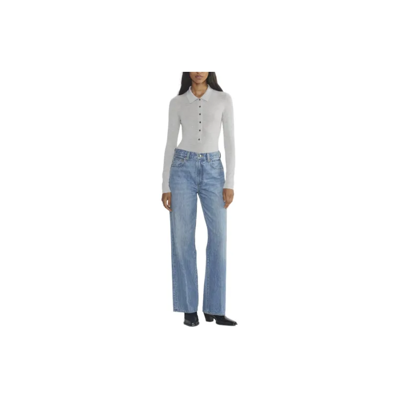 ARITZIA Denim Forum The Farrah Hi-Rise Wide Jean Jeans Women's Vintage Blue Crisscross Linen-1