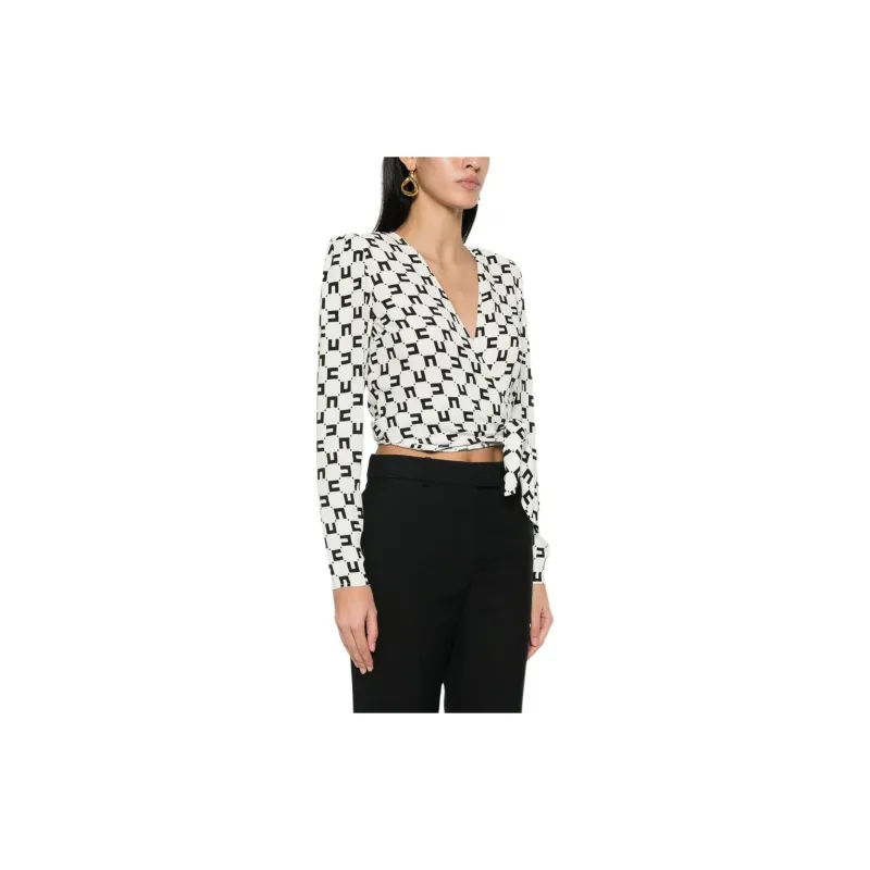 Elisabetta Franchi Allover Logo Printed Cropped Blouse-2
