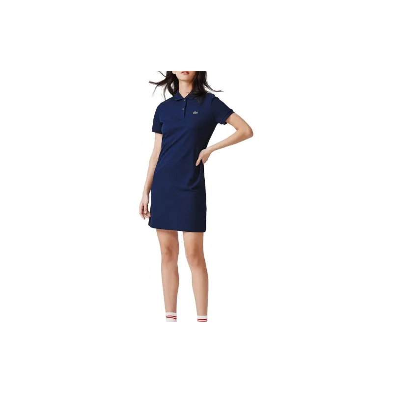 LACOSTE Short Sleeved Dresses Women's Navy Blue-1
