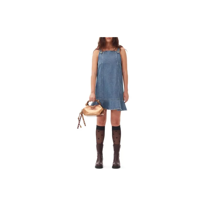 GANNI Flared hem Denim Mini Dress-1