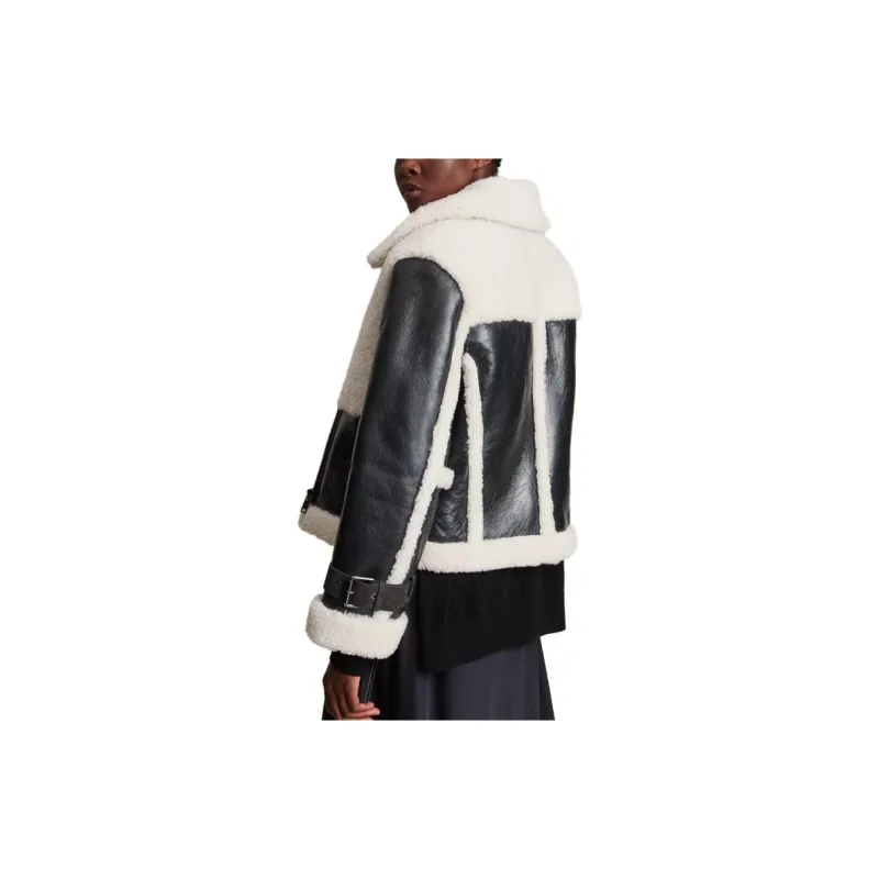 ALLSAINTS Leather Jackets Women's Black/White-2