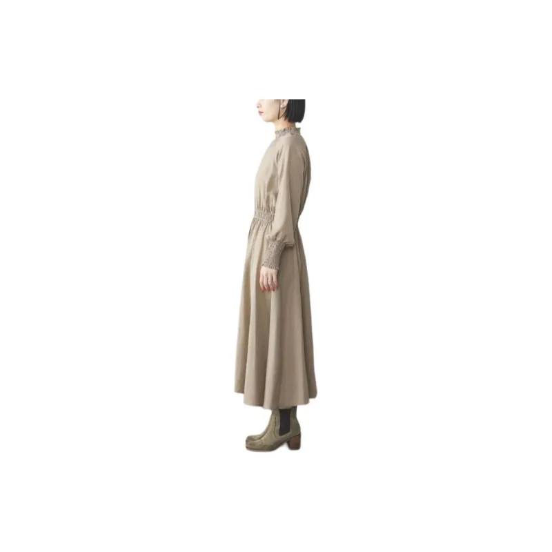 Beams Long Sleeved Dresses Women's Khaki-4