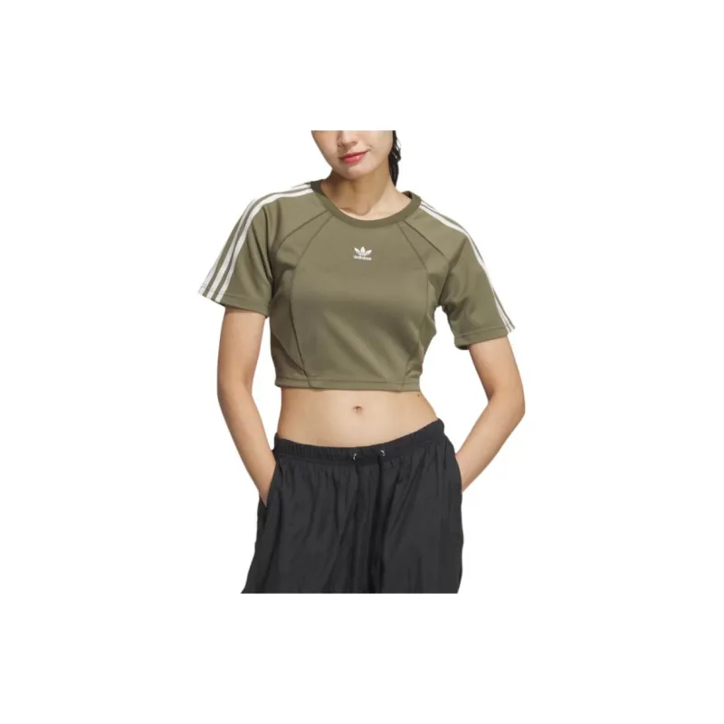 Adidas Originals BABY TEE Raglan Sleeve T-Shirt Women's Strata Olive Green-2