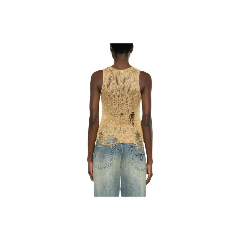 R13 Distressed Metallic Mesh Top-1