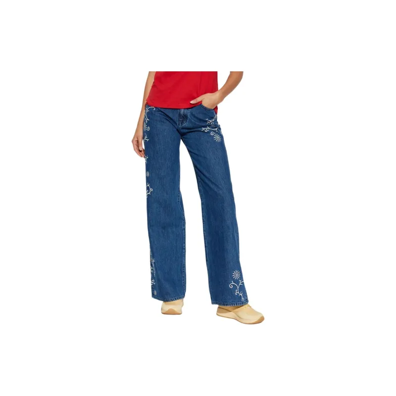 KENZO Floral Embroidered Wide Leg Jeans-2
