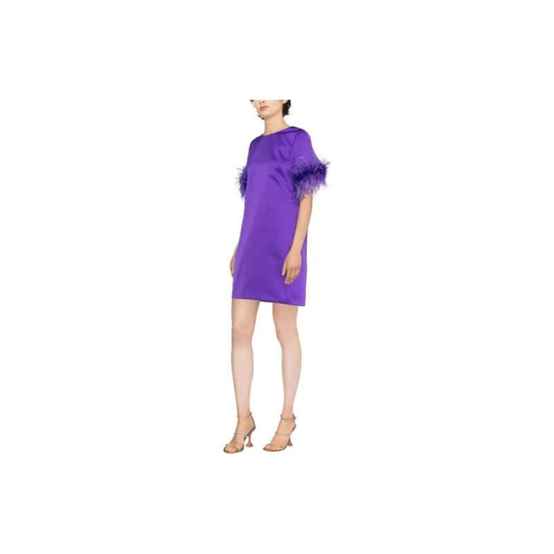 PAROSH Short Sleeved Dresses Women's Purple-2